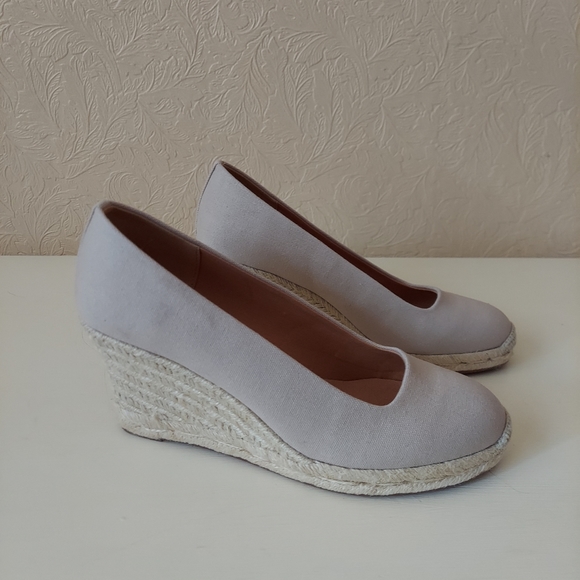 J. Crew Factory Canvas Espadrille Wedges Beige - Picture 3 of 9
